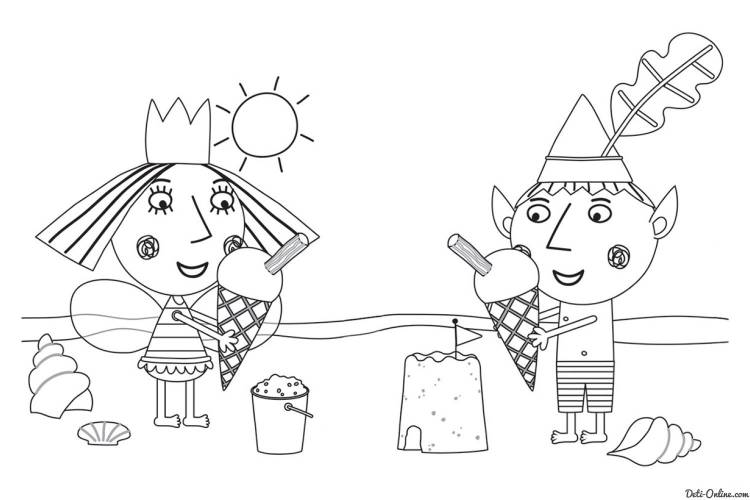 Раскраска Маленькое королевство Бена и Холли на детском интернет портале Чурики