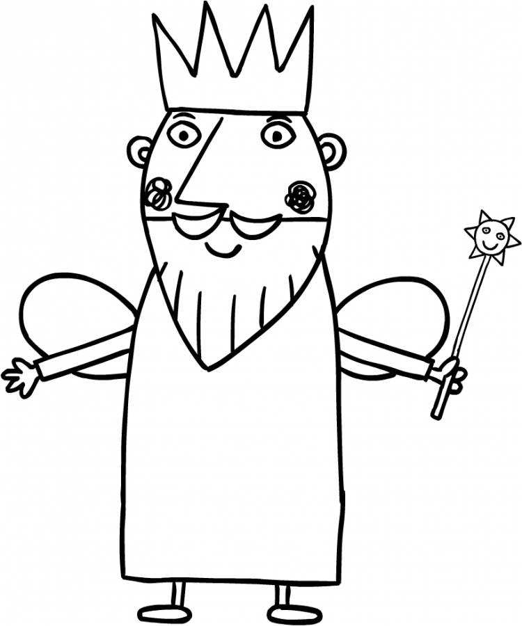 Раскраска Король Чертополох, Отец Холли (Маленькое королевство Бен и Холли)