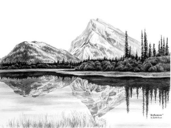 Картинки озера карандашом 