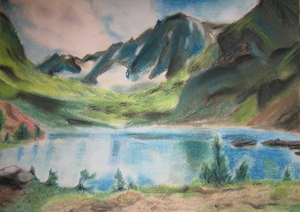 Картинки голубые озера нарисованные 