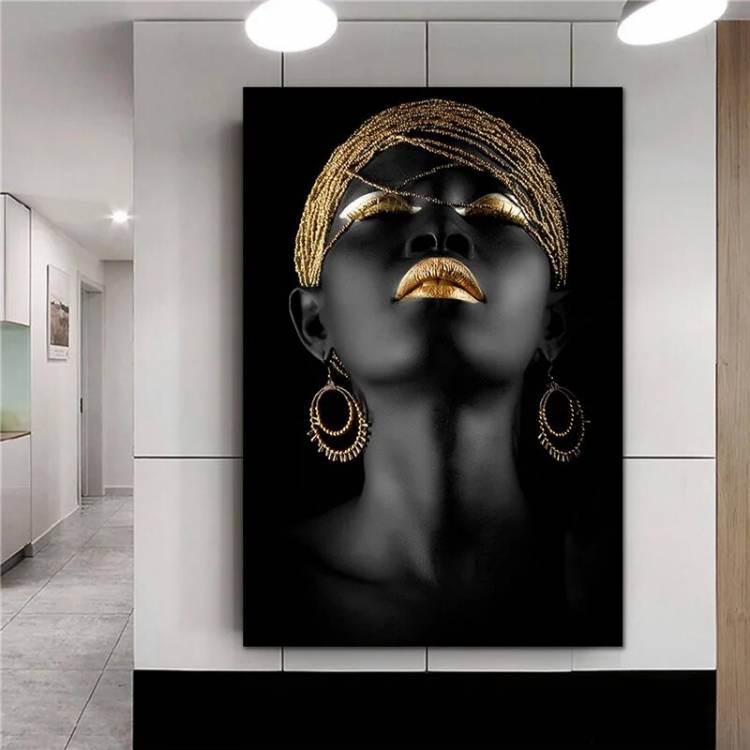 Африканский Черный художественный холст, Женская картина маслом, печатные плакаты, современные большие размеры, настенные картины, холст, плакаты, принты