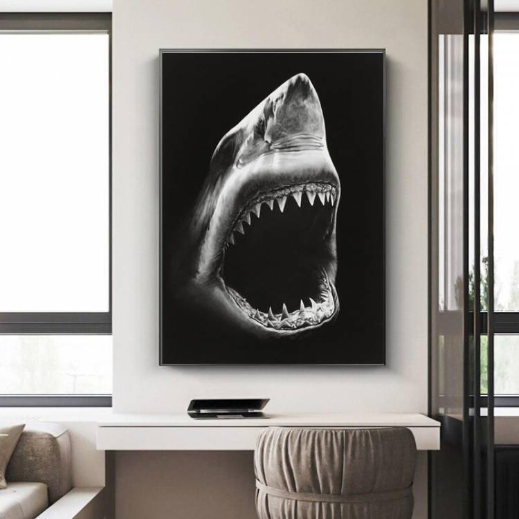 Современный черный холст картины животные постеры с акулами и принты Quadros настенные художественные картины для украшения стен гостиной Cuadros