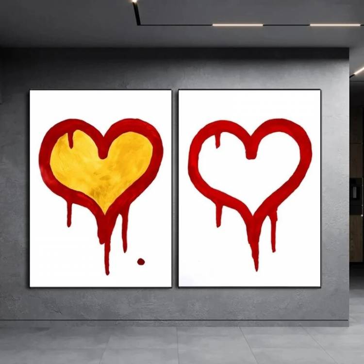 Простой красный и черный настенный художественный Рисунок на холсте с надписью love, граффити, художественные постеры для влюбленных, принты, Офисная комната, коридор, роспись, Декор