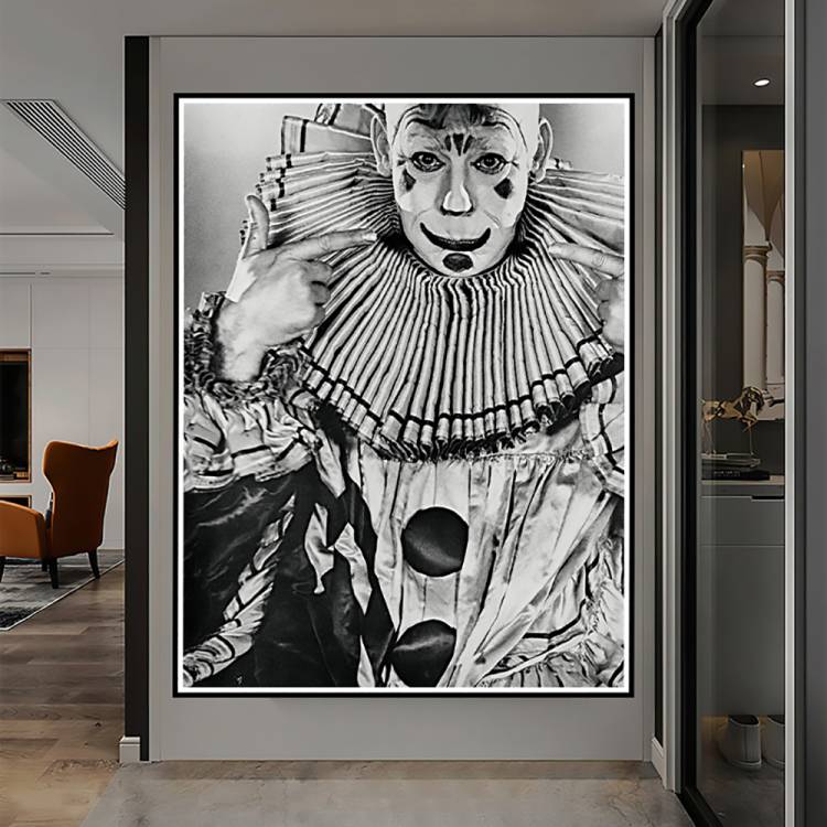 Жуткий клоун Страшный страшный неприятный черный белый фото на холсте картина на стену художественный плакат Украшение картина Декор для гостиной