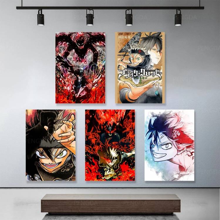 Картины на холсте с изображением черного клевера, домашний декор, японские аниме картины, настенные художественные принты, постер с основным персонажем, модульный прикроватный фон