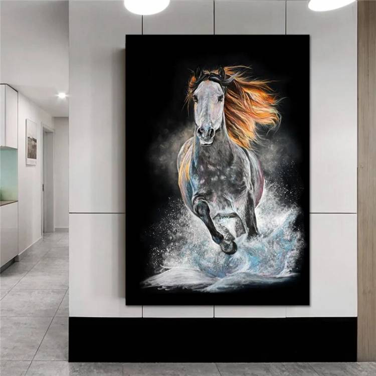 GOODECOR Абстрактная Картина на холсте бегущая лошадь, большие настенные картины, фото на заказ, фотообои для домашнего декора, без рамки