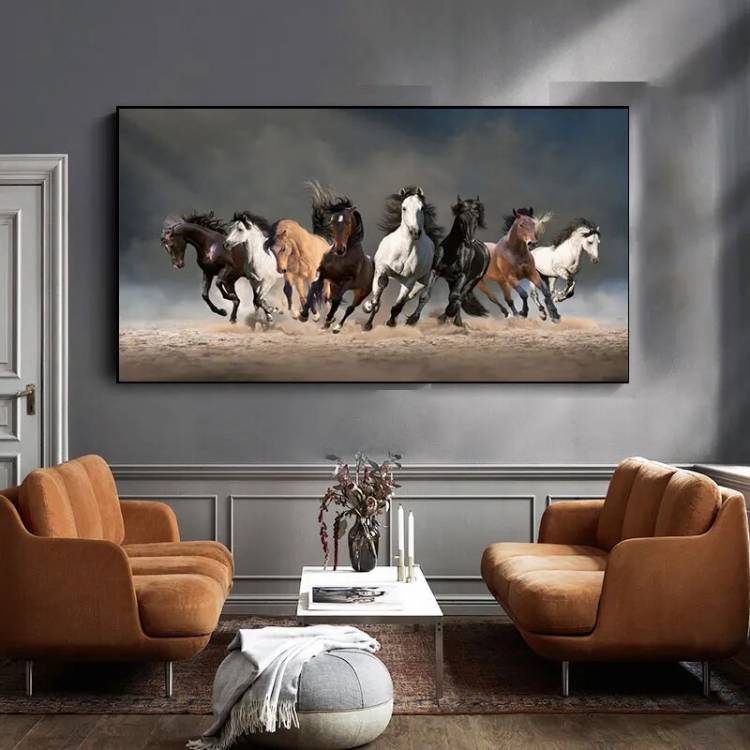 Рисунок на холсте «Лошадь», Настенная картина с изображением множества лошадей, Декоративные плакаты и принты для гостиной, Декор без рамки