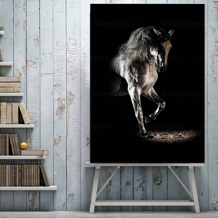 Черная лошадь, фотография, холст, фотопечать, современные животные, холст, живопись, домашний декор, настенные картины, печать, рамка, художественное оформление