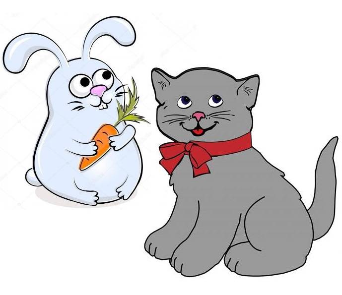 Сценка для детей новогодняя с котом и кроликом