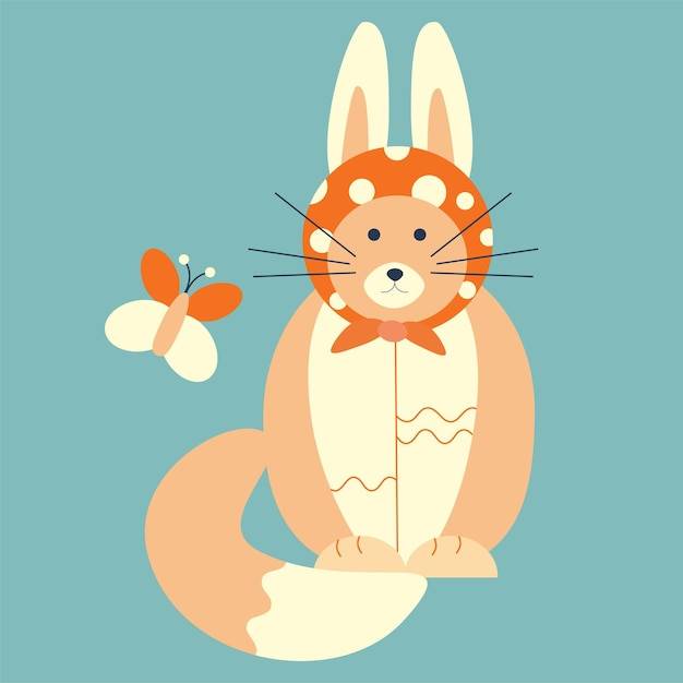 Пасхальный кот с кроличьими ушами заяц и в платке