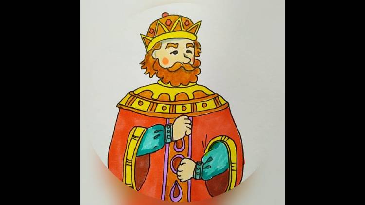 Как нарисовать царя из сказки о Царе Салтане легко и поэтапно