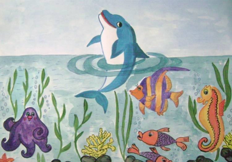 Дельфин и морские обитатели