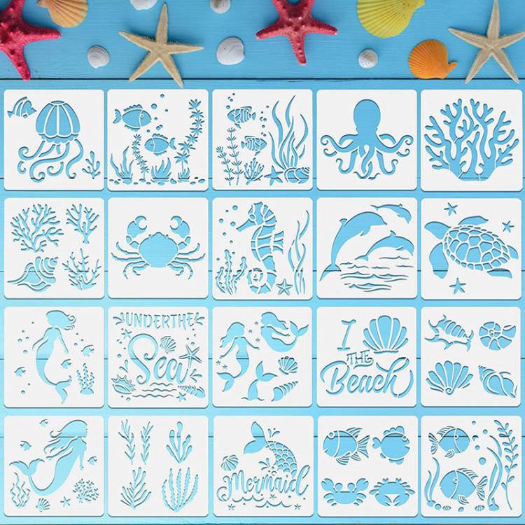 Морские существа в океане, детские рисунки, игрушки, Мультяшные морские животные, шаблоны для самостоятельной сборки, рисунок на стене, декор для пола