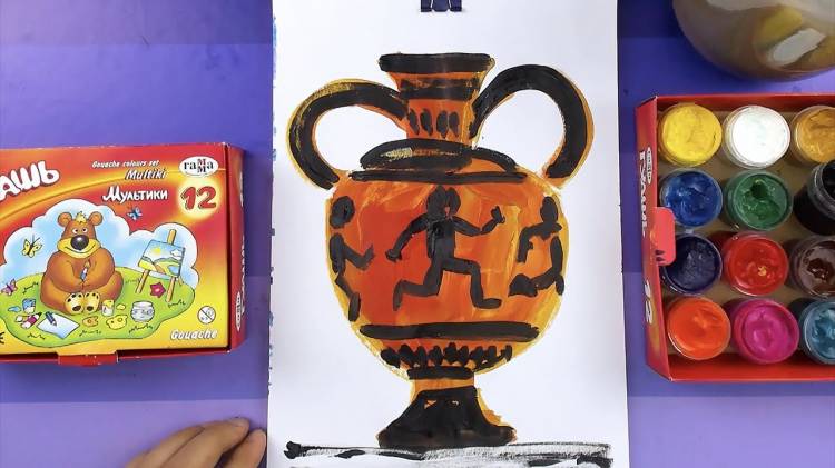 Как нарисовать АМФОРУ рисуем Греческую вазу красками с РыбаКит