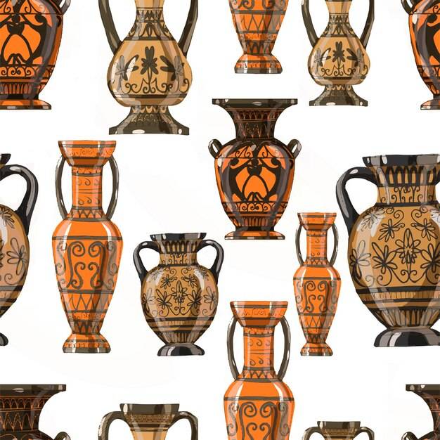 Греческие вазы, художественная культура, классика древности, изолированная на белом