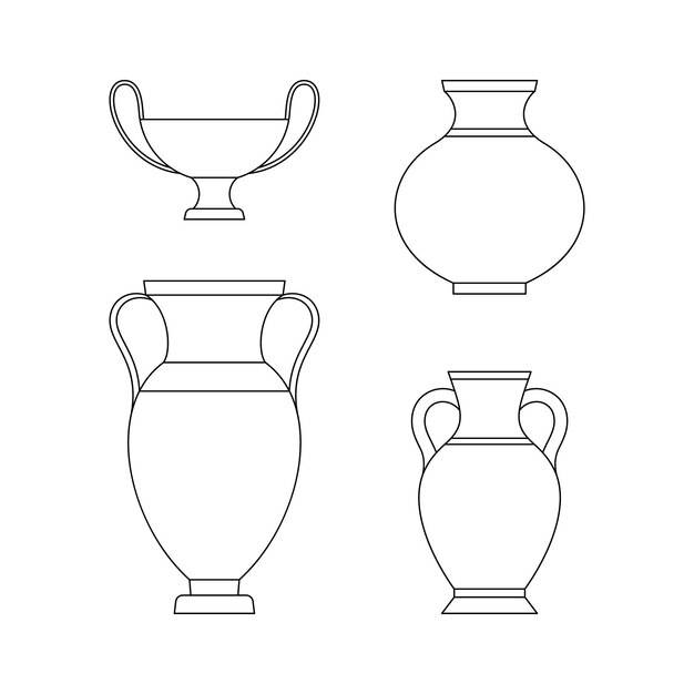 Греческие вазы в модном минималистичном линейном стиле