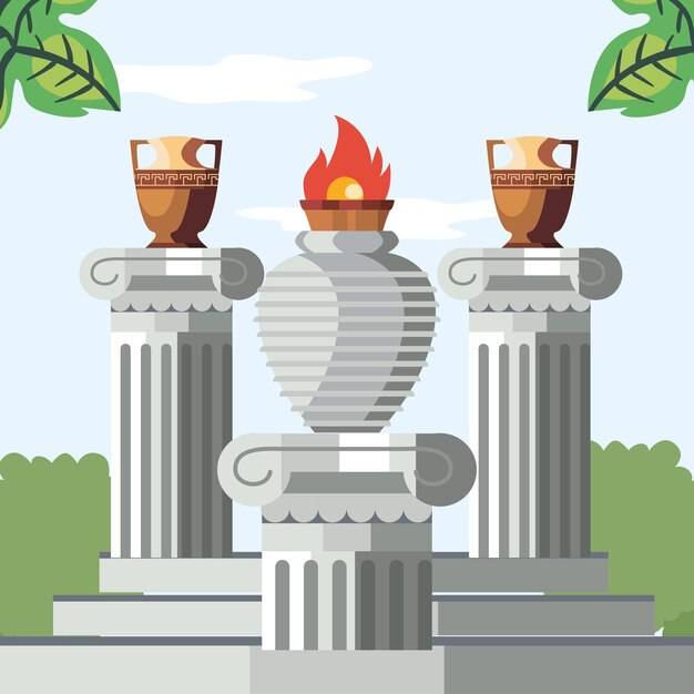 Греческие вазы на колоннах