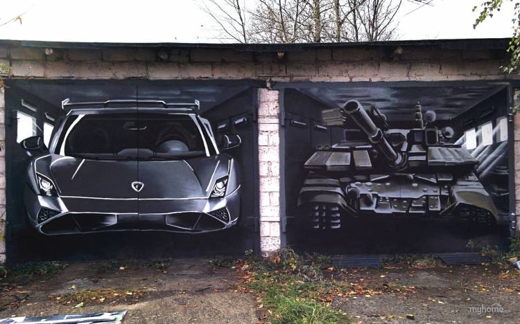 Граффити на воротах гаража