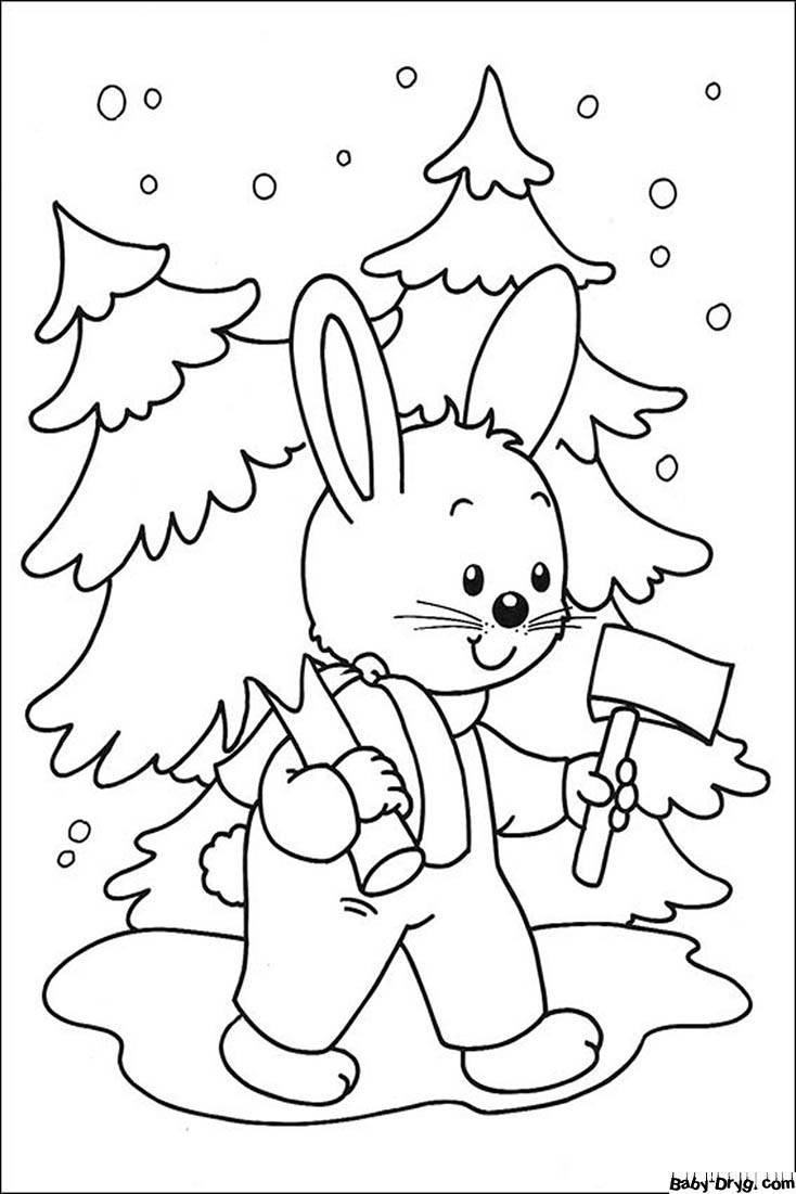 Кролик новый год раскраска