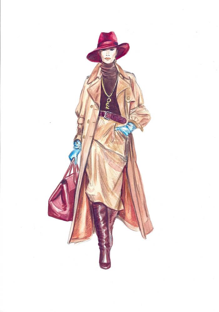 Иллюстрация Экстравагантная дама в шляпе в стиле журнальный, мода и