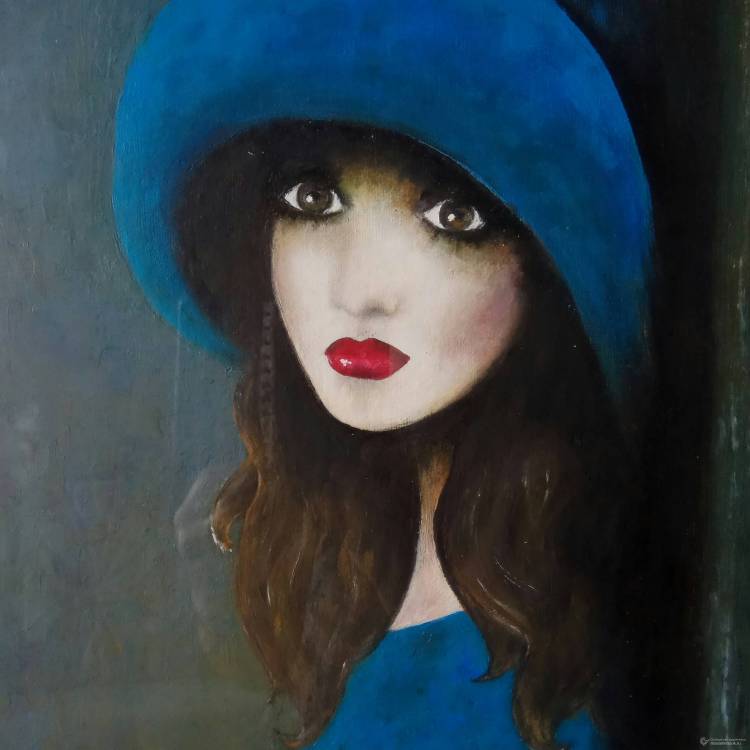 Картина «Девушка в синей шляпе, сюжет
