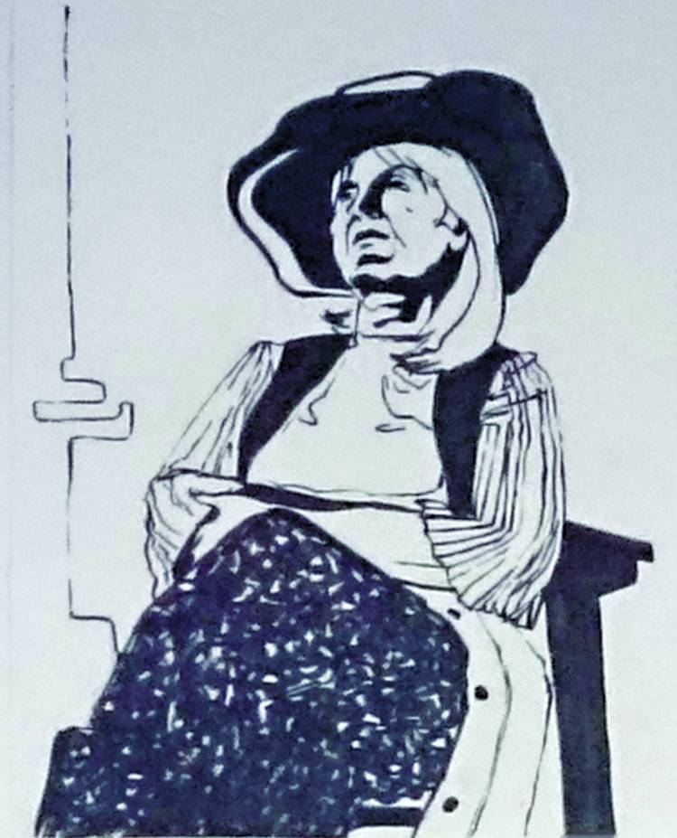 Иллюстрация Дама в шляпе в стиле академический рисунок, графика