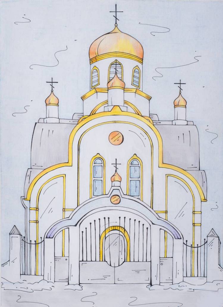 Русский храм рисунок