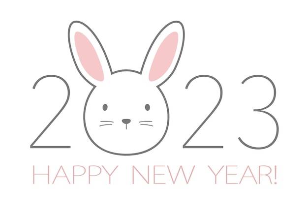 год символ приветствия года кролика с мультяшным талисманом кролика