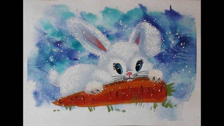 How to draw a cute bunny with gouache