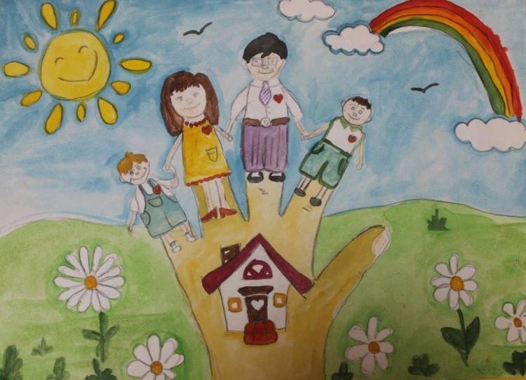 Рисунок на тему дружная семья