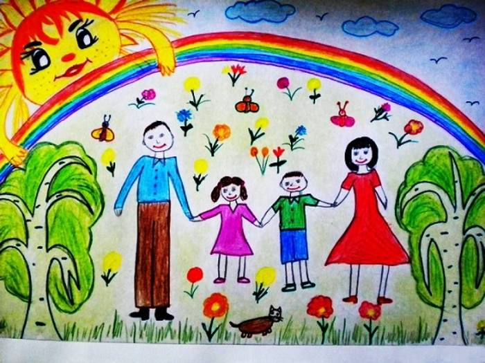 Рисунок моя семья для школы и для детей детского сада