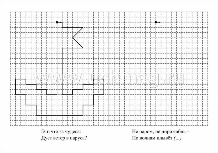 Математический диктант рисунки по клеточкам