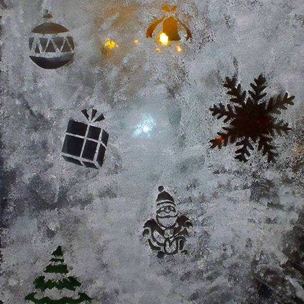 Новогодние рисунки на окне гуашью