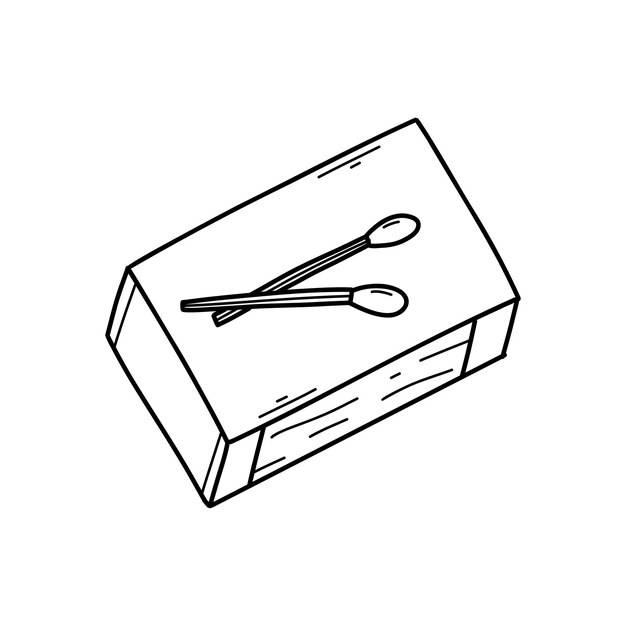 Спички изолированы на белом фоне векторная иллюстрация коробка спичек в стиле каракулей