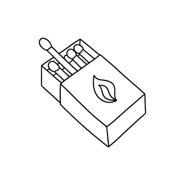 Коробка спичек в стиле каракули, изолированные на белом фоне векторные иллюстрации