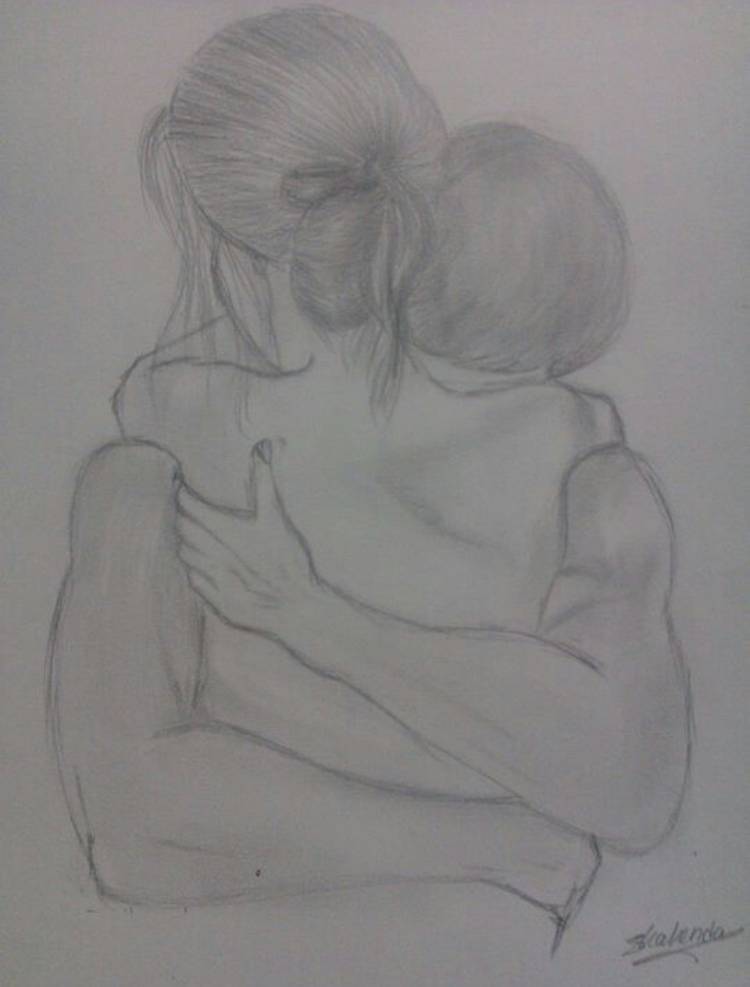 Как нарисовать двух обнимающихся людей