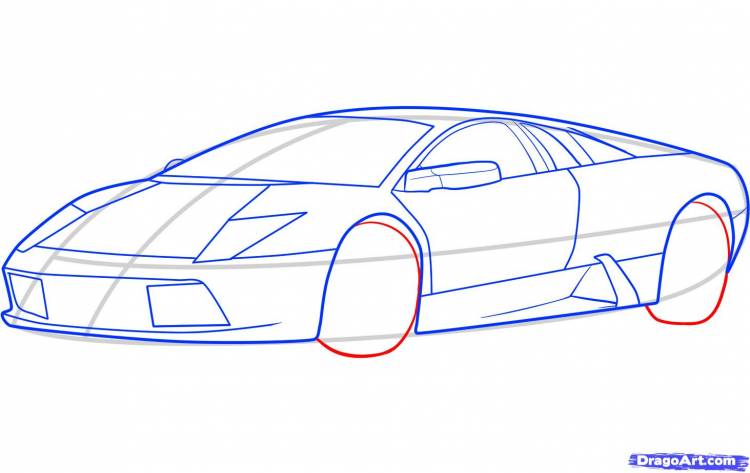 Как нарисовать ламборджини (Lamborghini Murcielago) поэтапно