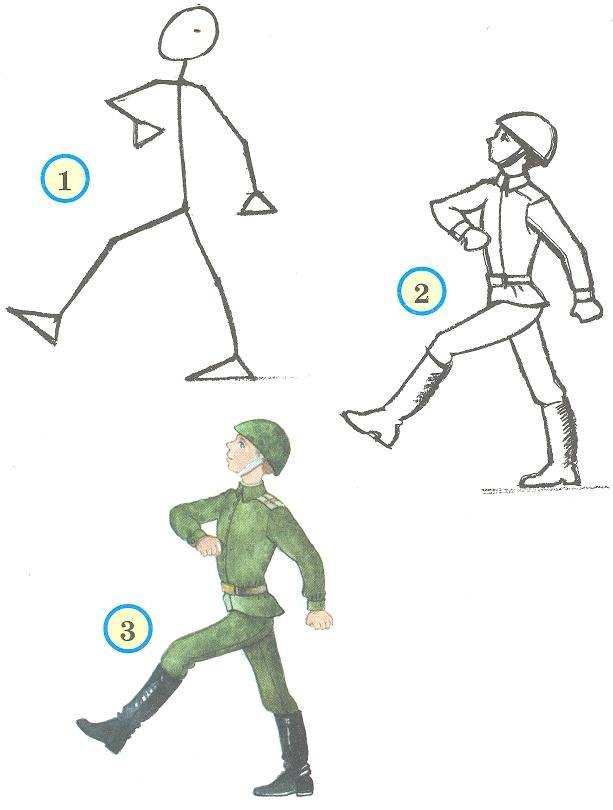 Марширующий солдат рисунок детский 