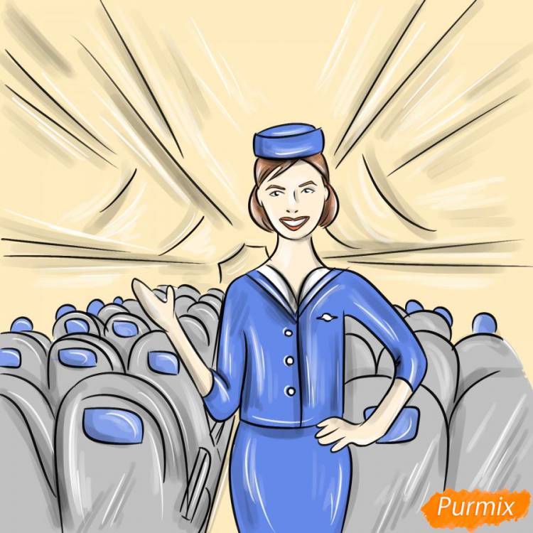 Как нарисовать стюардессу поэтапно