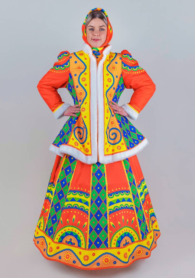 карнавальный женский костюм Скоморох Масленица