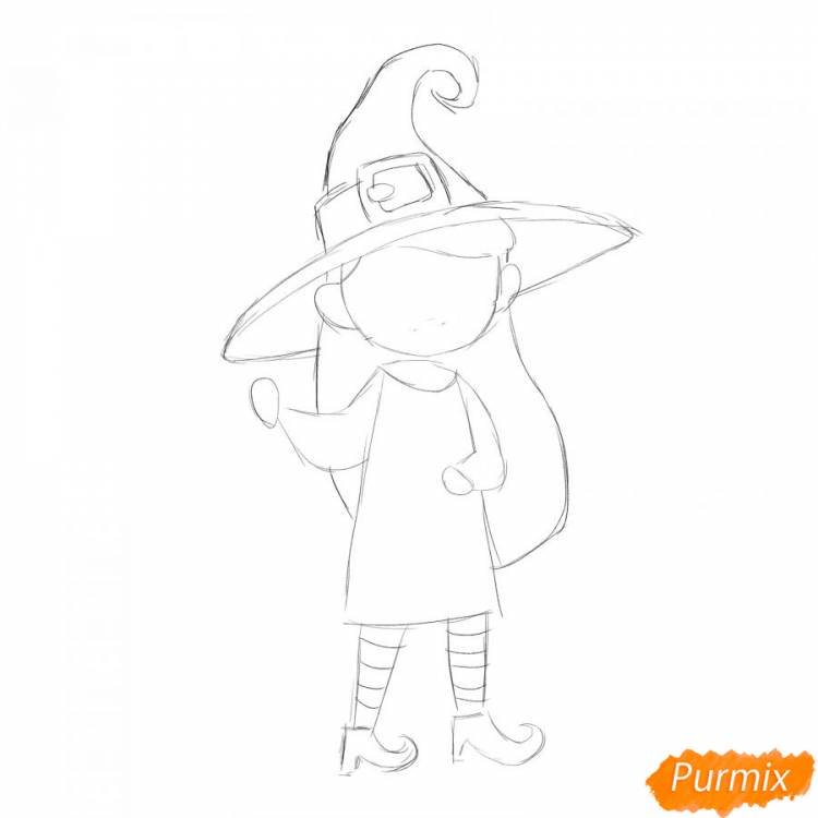 Как нарисовать ведьму на хэллоуин поэтапно