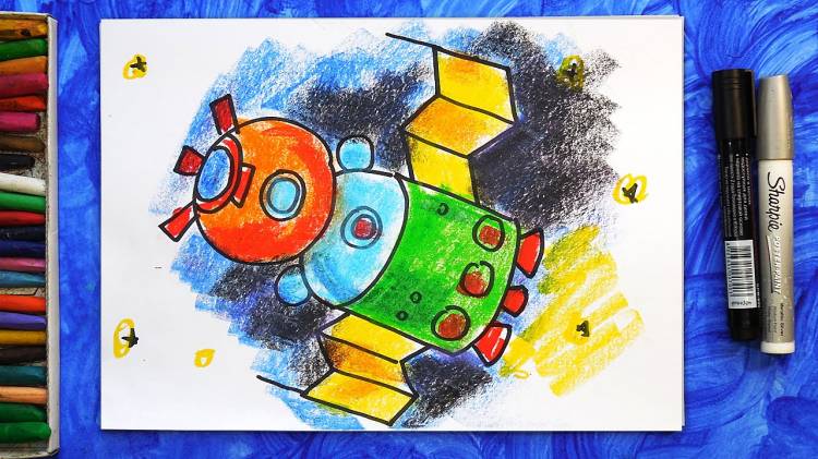 Как нарисовать Космический корабль СОЮЗ, Урок рисования для детей