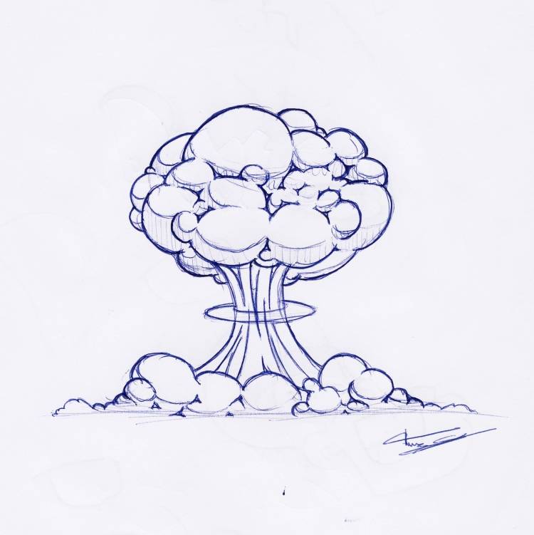 Ядерный взрыв рисунок карандашом
