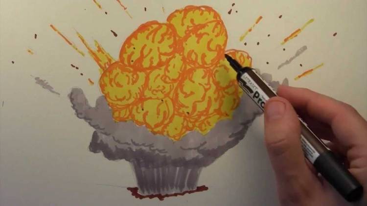 Как нарисовать взрыв карандашом