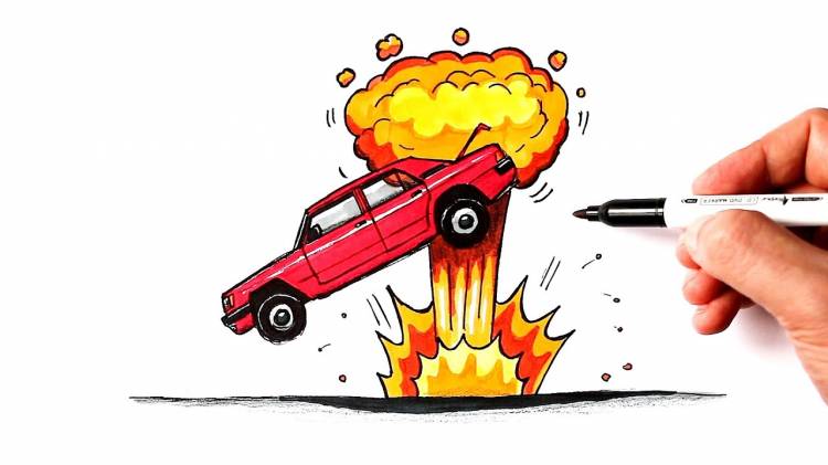 Как нарисовать Взрывающуюся машину