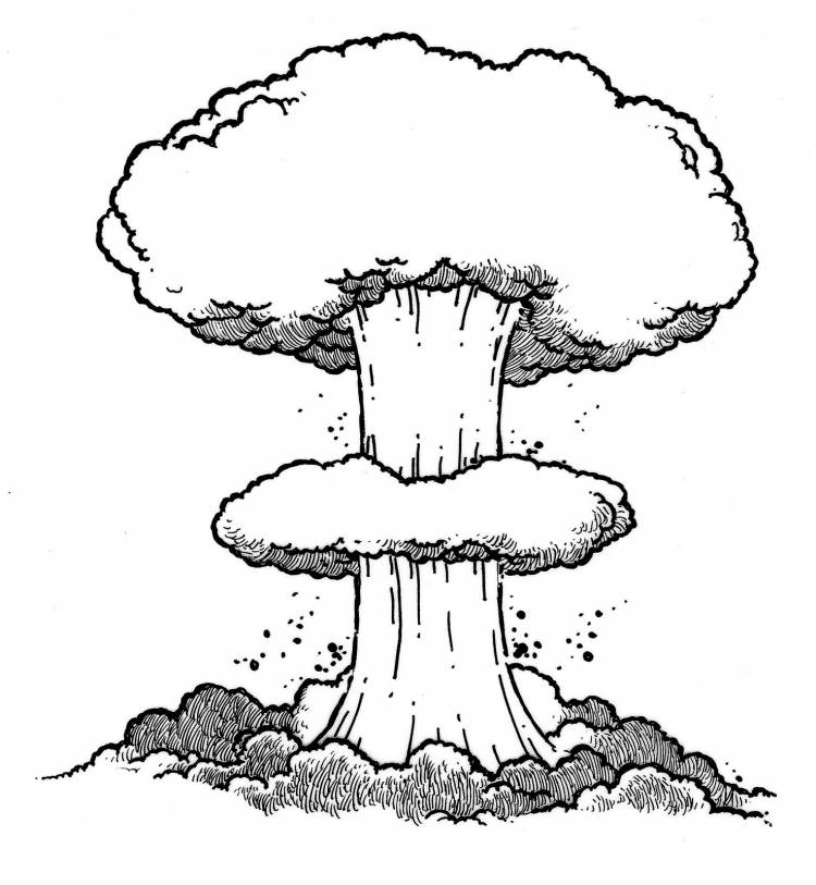 Ядерный взрыв рисунок карандашом