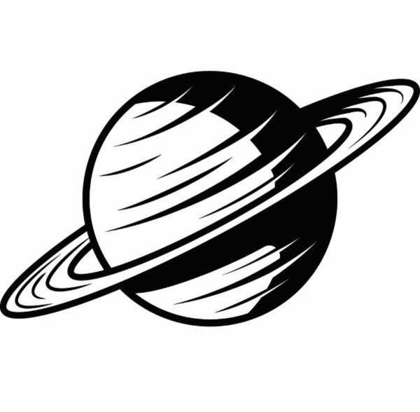 Картинки планета сатурн черно белая 
