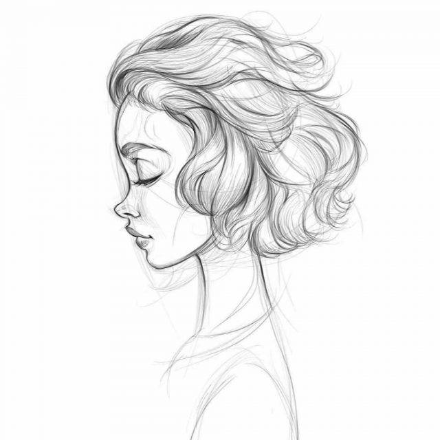 Рисунки карандашом профиль лица девушки 