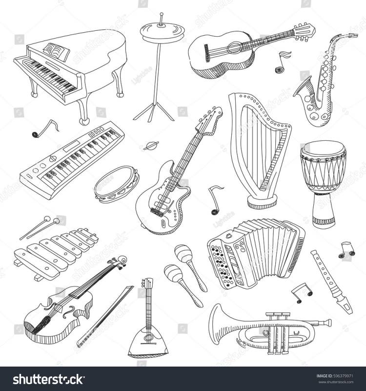 Народные инструменты музыкальные рисунок карандашом