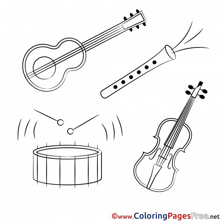 Музыкальные инструменты карандашом